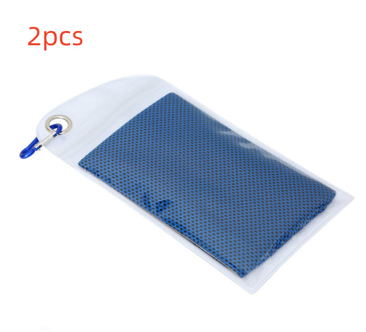 Serviette rafraîchissante bleu pour sport et canicule