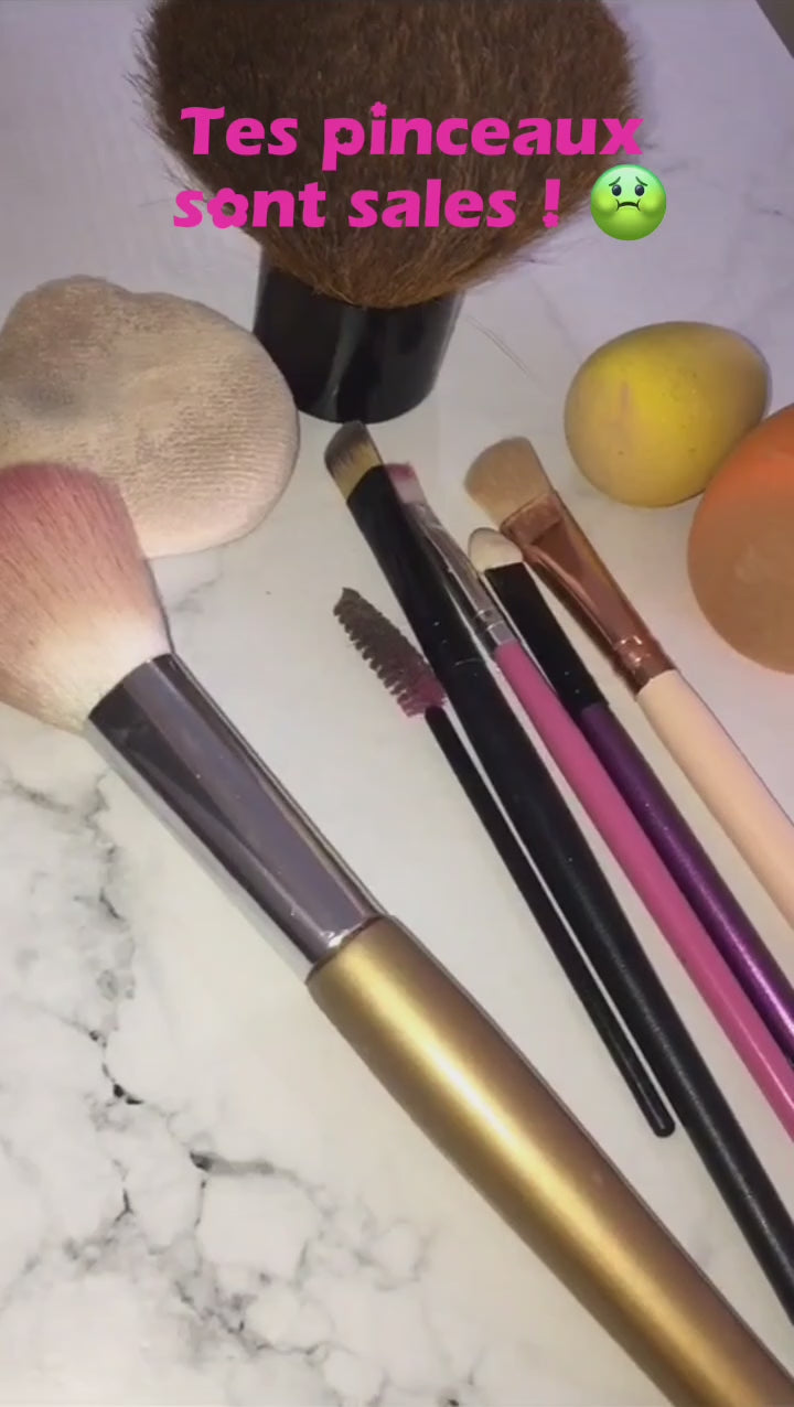 Nettoyeur et séchoir électrique de pinceaux à maquillage avec support à pinceaux et écran digital vidéo