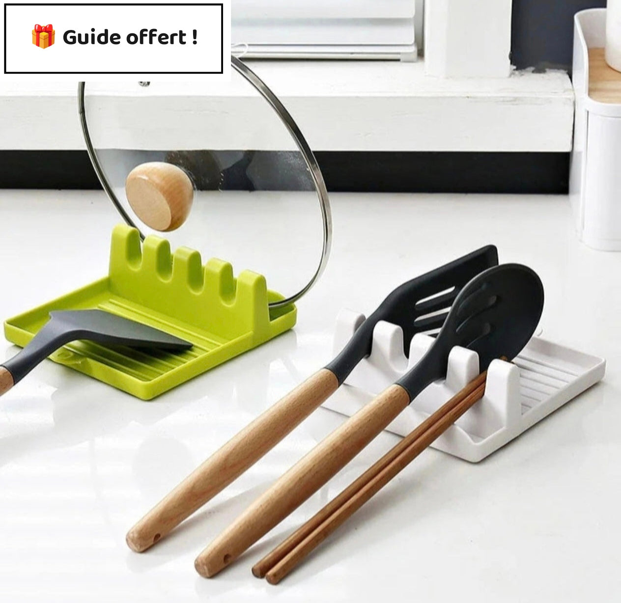 Support Ustensiles Cuisine Silicone – Repose Cuillère Anti-Tache