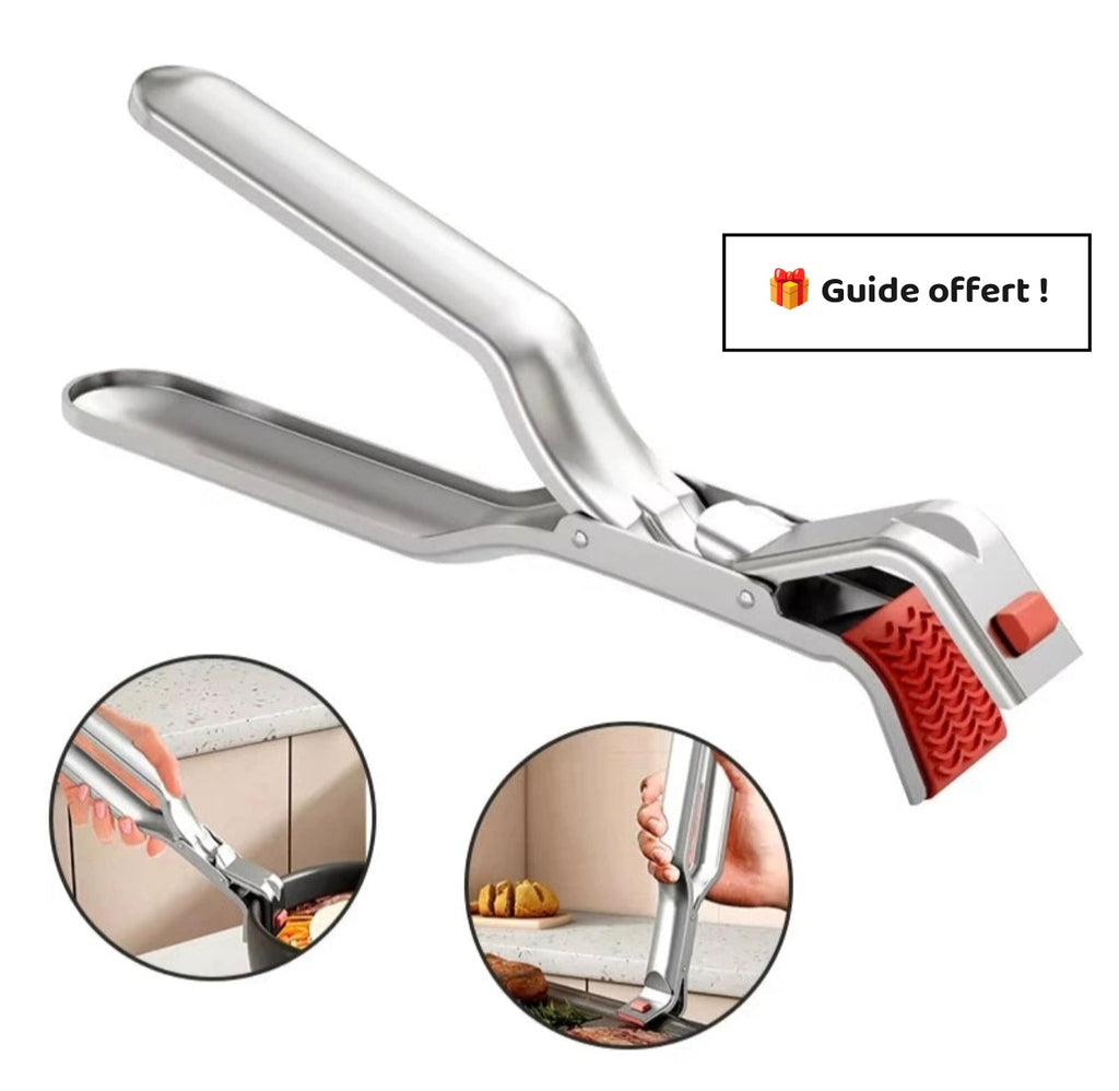 Pince de Cuisine Acier Inoxydable Anti-Brûlure – Grip Silicone Résistant Chaleur
