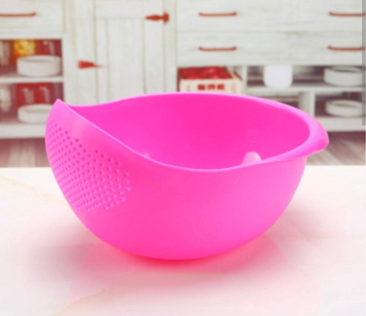 Bol égouttoir multifonction en silicone rose
