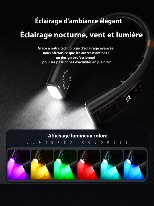 Climatiseur de cou portable  avec lumière pour rafraîchissement pendant la canicule 